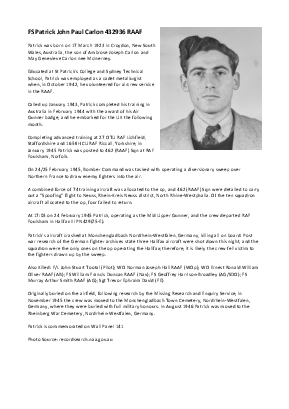 A preview of a PDF biography for Carlon, Patrick John Paul